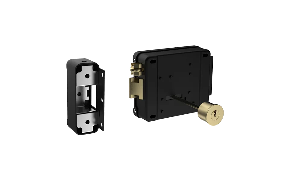 FECHADURA ELETRICA 12V BIPARTIDO PY C/ BOTAO DIR/ESQ PRETO - Soprano