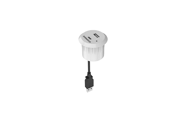 TOMADA 1 USB E 1 USB-C DE EMBUTIR PARA MOVEIS BRANCO - Soprano
