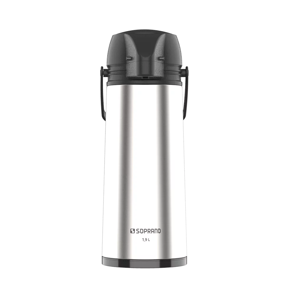 GARRAFA TERMICA SINGLE 1,9L INOX/PRETO - Soprano